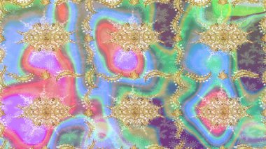 Tarafsız renklerde altın element. Antika altın tekrarlanabilir duvar kağıdı. Damask çizim kalıbı arka planı tekrarlıyor. Barok tarzında altın çiçek süsü..