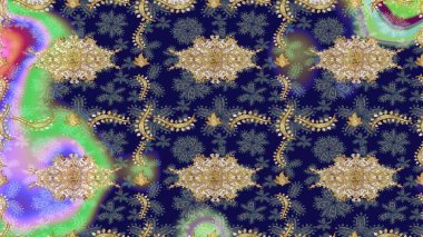 Tasarım şablonu için çizgi çizimi sınırı. Davetiyeler, kartlar, web sayfası için Raster illüstrasyon. Doğu tarzı element. Mavi renklerdeki altın element. Altın çizgili çiçek dekoru.