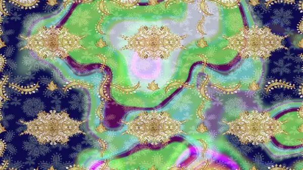 Tasarım şablonu için çizgi çizimi sınırı. Doğu tarzı element. Tarafsız renklerde altın element. Davetiyeler, kartlar, web sayfası için Raster illüstrasyon. Altın çizgili çiçek dekoru.