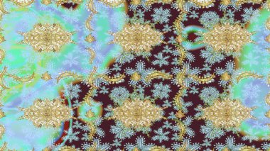 Doğulu stil, altın elementlerle altın rengi nötr renkte arabesk yapar. Kıvrımlı çizimler. Raster altın desen.