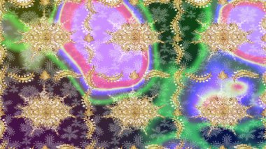 Tekrarlayan elementlerle soyut arkaplan oluşturun. Klasik altın desenli eskiz. Tarafsız renkler ve altın elementler üzerine altın eskiz deseni. Raster illüstrasyonu.