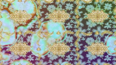 Tarafsız renklerde altın elementlerle Raster eskiz deseni. Tasarım için Damask çizim deseni.