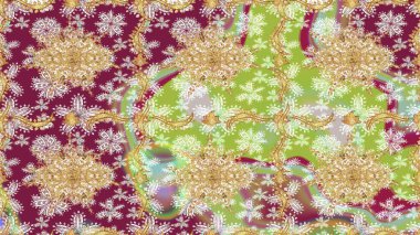 Raster illüstrasyonu. Soyut bir arkaplan çiz. Oriental raster klasik nötr ve altın desenli.