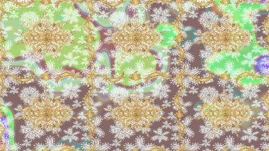 Eskiz oryantal klasik altın desen. Tarafsız renklerde altın tekrarlayan elementler içeren Raster soyut arkaplanı.