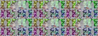 Şirin çiçekli kusursuz desen ve nötr renklerde yapraklar, suluboya çiçekli desen, duvar kağıdı, kart veya kumaş için fayanslı. Raster illüstrasyonu.