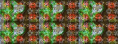 Renkli Bahar Teması eskiz kalıbı. Düz Çiçek Elementleri Tasarımı. Chichi 'nin kumaş kalıbını çiz. Raster illüstrasyonu. Çiçek deseni.