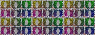 Yeşil çiçekli bahar çiçekleri. Küçük çiçekte güzel bir desen. Moda baskıları için zarif bir şablon. Küçük renkli çiçekler. Motley illüstrasyonu.