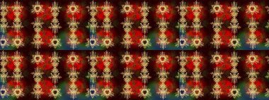 Raster illüstrasyonu. Çiçek Elementleri 'nin soyut geçmişi. Raster kış deseni. Kahverengi, kırmızı ve siyah renkler üzerine dizayn.