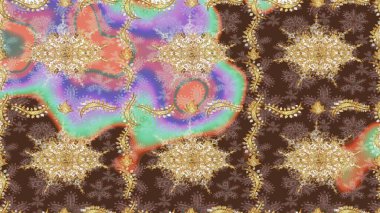 Paisley 'ler zarif çiçek desenli eskiz arka plan duvar kâğıdı çizimi klasik stil, modern 3D çizgili sanat eseri altın ve kahverengi desenli çiçek yaprakları ve süslemeleri..