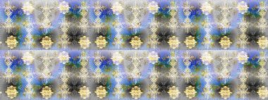 Raster illüstrasyonu. Yılbaşı kış tasarımı için renkli kar taneleri. Kar tanesi karalaması grafikleri elle çizilmiş.