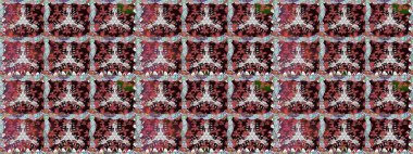 Çiçekler, yaprakları ile halk tarzında Dikişsiz çiçek deseni. Raster Illustration. El çizilmiş.