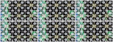 Siyah renkte güzel bir tekstil. Raster illüstrasyonu. Çiçeklerle suluboya desenleri.