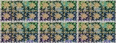 Hassas altın deseni açın. Kusursuz altın desenli bukleler. Raster. Parlak dantel, stilize çiçekler, şal desenli. Doğu tarzı arabesk. Gri renklerde, altın elementlerle kusursuz desen.