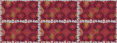 Kırmızı renklerde. Soyut çiçek desensiz arkaplan. Raster illüstrasyonu. Küçük çiçekteki sevimli çiçek deseni. Raster deseni.