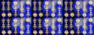 Soyut duvar kâğıdı, ambalaj dekorasyonu. Kışın sembolü, mutlu noeller, mutlu yeni yıl kutlaması Raster illüstrasyonu. Mavi, mor ve siyah renklerde şirin kar taneleri. Kar tanesi kadar basit..