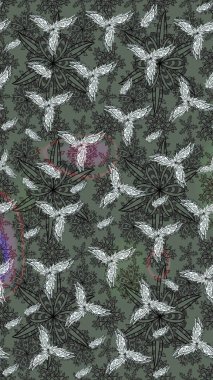 Raster illüstrasyonu. Şatafatlı bahar bahçesi dokusu. Çiçek deseni. Çiçek çizimi arkaplanı.