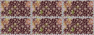 Renkli Bahar Temalı Kusursuz Arkaplan. Düz Çiçek Elementleri Tasarımı. Çiçeksel fantezi tasarımı. Parlak bir arka planda..