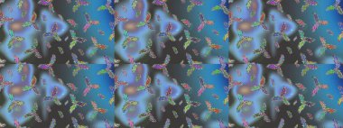 Kar tanesi renkli desen. Snowflakes desen. Raster kar taneleri arka plan. Renk arka plan üzerinde izole soyut kar taneleri ile düz tasarım. Raster illüstrasyon.