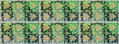 Yeşil renklerde grafiksel, modern, pürüzsüz desen. Kusursuz çiçek deseni. Duvar kâğıdı barok, İspanyol kumaşı. Kusursuz raster arkaplanı.