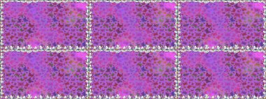 Kart, baskı ve davetiye için basit kadınsı bir model. Mor arka planda renkli kelebek koleksiyonu. Kusursuz. Raster illüstrasyonu. Kağıt, kumaş ve ambalaj için uygun.