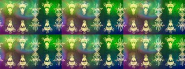 Kar taneli yeşil ve mavi renkler. Raster Noel soyut renkli arka plan ve tatlı kar tanesi. Raster illüstrasyonu.