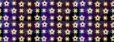 Renkler. Raster illüstrasyonu. Kar tanelerinin soyut arkaplanı olan şirin bir Noel arkaplanı. Noel ve yeni yıl moda baskıları için tatil tasarımı. Kahverengi, mavi ve siyah kar taneleri.