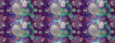 Çiçekli yaz çiçekleri. Küçük çiçekte güzel bir desen. Küçük renkli çiçekler. Moda baskıları için zarif bir şablon. Motley illüstrasyonu. Kusursuz..