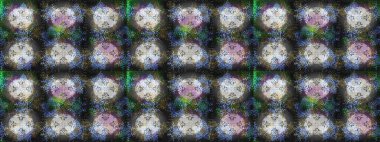 Gri, nötr ve yeşil renklerde kar tanelerinden oluşan kış deseni. Kış konsepti Raster illüstrasyonu. Düz yatıyordu.