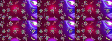 Güzel mor, kırmızı ve mor kar taneleri renkli bir arkaplanda izole edilmiş. Kar taneleri, kar yağışı. Düşen Noel stili kar taneleri. Görüntü.