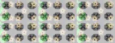 Renkli Bahar Temalı Kusursuz Arkaplan. Süslü kumaş deseni. Düz Çiçek Elementleri Tasarımı. Raster illüstrasyonunda kusursuz çiçek deseni.