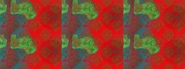 Raster düz çiçekleri pürüzsüz desen. Hediye ambalaj kağıdı, tebrik kartları, posterler ve pankart tasarımı. Kırmızı, yeşil ve kahverengi renkte çiçekler.