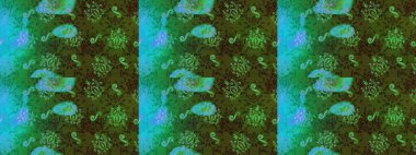 Basit bir kar tanesi. Yeşil, mavi ve kahverengi renklerde şirin kar taneleri. Soyut duvar kâğıdı, ambalaj dekorasyonu. Kışın sembolü, mutlu noeller, mutlu yeni yıl kutlaması Raster illüstrasyonu..