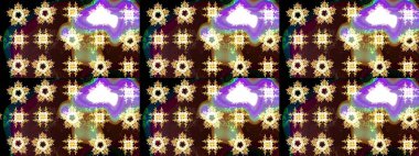 Kahverengi renkli çiçekler. Çiçek desenli çizim. Raster illüstrasyonu. Asya tekstil tarzında. Düz Çiçek Elementleri Tasarımı. Renkli Bahar Teması çizim şablonu.