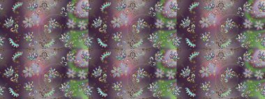 Çiçekli karalama şeklinde Raster çiçek deseni. Nazik, narin çiçek arkaplanı. Çiçekler gri, kahverengi ve nötr renklerde.