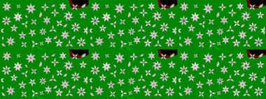 Raster illüstrasyonundaki çiçek desenli çizim. Süslü kumaş deseni. Düz Çiçek Elementleri Tasarımı. Renkli Bahar Teması çizim şablonu.