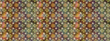 Kar tanelerinin soyut arkaplanlı Noel şablonu. Raster illüstrasyonu. Kahverengi ve nötr renkler. Noel ve Yeni Yıl moda baskıları için tatil tasarımı.