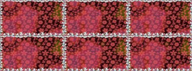 Düz Çiçek Elementleri Tasarımı. Renkli Bahar Temalı Kusursuz Arkaplan. Raster Şirin kumaş deseni. Kusursuz bağbozumu.