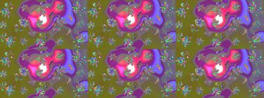 Kahverengi renkli güzel bir tekstil. Raster illüstrasyonu. Suluboya çiçekli çiçek deseni.