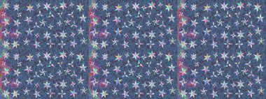 Düz Çiçek Elementleri Tasarımı. Mavi renkli çiçekler. Renkli Bahar Teması eskiz kalıbı. Güzel çiçek deseni..