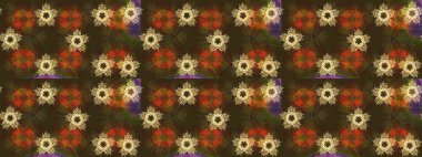 Elle çizilmiş çiçek desenli Raster çizimi. Çocuksu tasarım. Kahverengi arka planda. Tekstil, kumaş, ambalaj, hatıra defteri için güzel çiçek arkaplanı..