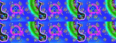 Çiçekli karalama şeklinde Raster çiçek deseni. Nazik, sevimli çiçek arkaplanı. Mavi, mor ve yeşil renkte çiçekler.