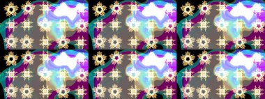 Vadinin mavi renkli çiçekleri. Çiçekler. Soyut etnik raster çizim kalıbı.