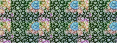 Raster illüstrasyonundaki çiçek desenli çizim. Gri renkli çiçekler.