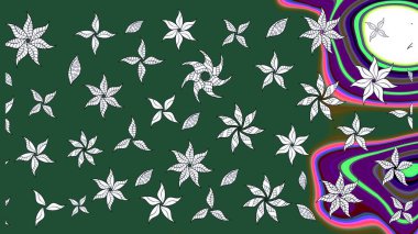 Raster çiçek desenleri çiziyor. Vadinin yeşil renkli çiçekleri.