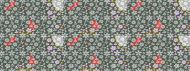 Küçük renkli çiçekler. Robot resim. Moda baskıları için zarif bir şablon. Küçük çiçekte güzel bir desen. Motley illüstrasyonu. Çiçekli bahar çiçekleri.