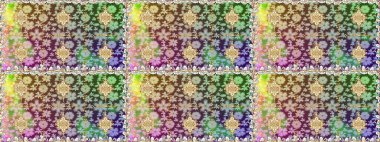 Kusursuz altın desenli bukleler. Doğu tarzı arabesk. Raster. Hassas altın deseni açın. Parlak dantel, stilize çiçekler, şal desenli. Tarafsız renklerde altın elementlerle kusursuz desen.