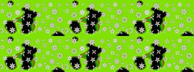 Çiçekli el çizimi çizimi deseni. Modern gelişim yeşil raster arka plan duvar kâğıdı illüstrasyon klasik çizgili iz sürme desenli çiçekler, çiçekli süsler.