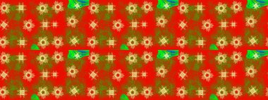 Bir sürü kırmızı ve soyut çiçekli tropik eskiz deseni. Renkli raster çizimi çizimi. Küçük çiçekte sevimli çiçek deseni var..