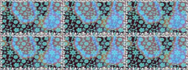 Raster illüstrasyonu. Mavi renkli çiçekler. Tropik, dikişsiz çiçek deseni..