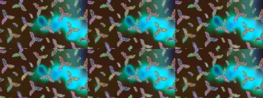 Raster illüstrasyonu. Kar taneleri kahverengi, mavi ve yeşil renklerde izole edilmiş. Raster illüstrasyonu. Kar Tanesi Simgesi.